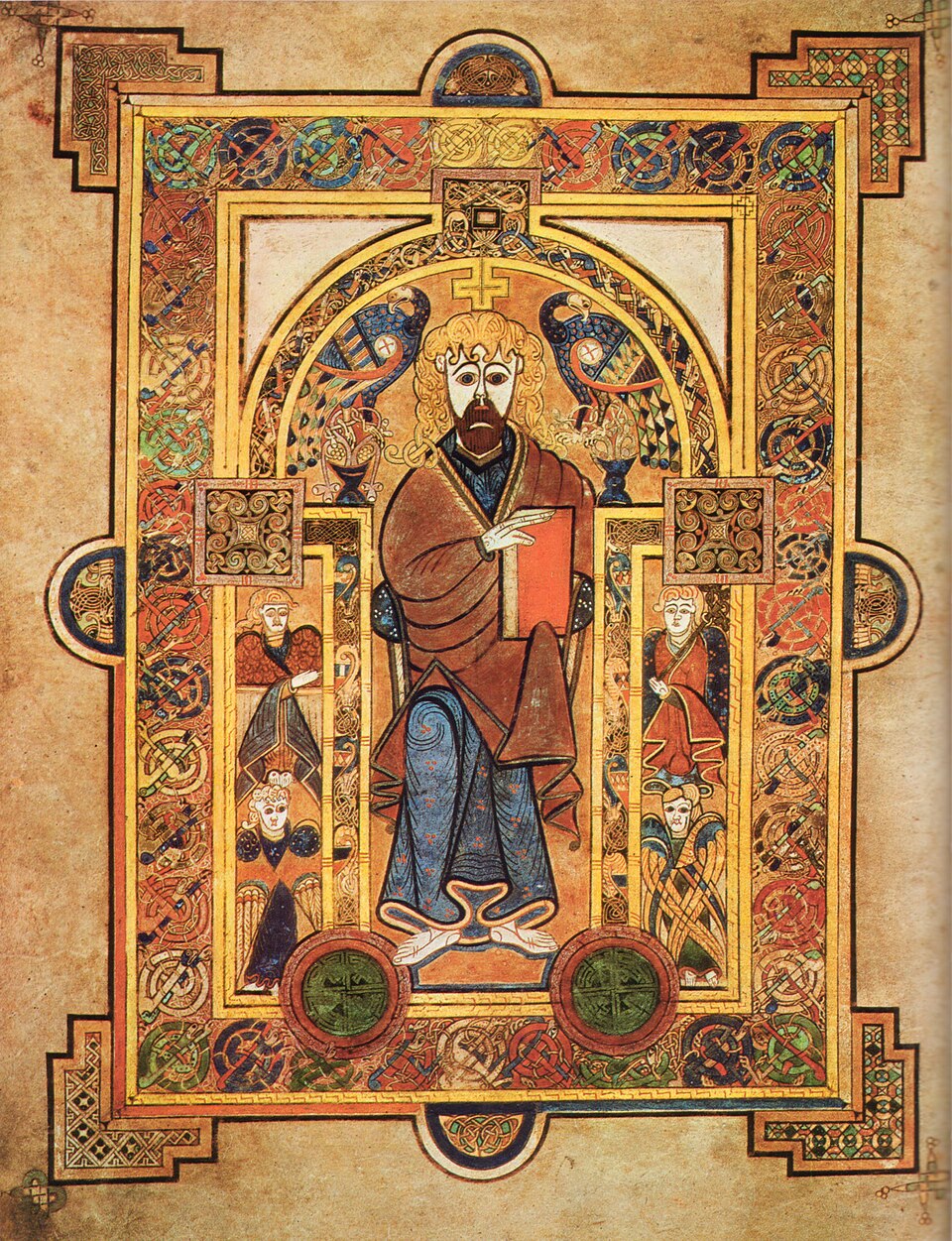 Book of Kells, Folio 32v, Christ Enthroned, c. 800 CE